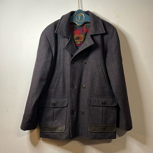 vintage 90s Boston Traders Gray Wool Barn coat jacket lined size M - Picture 1 of 8